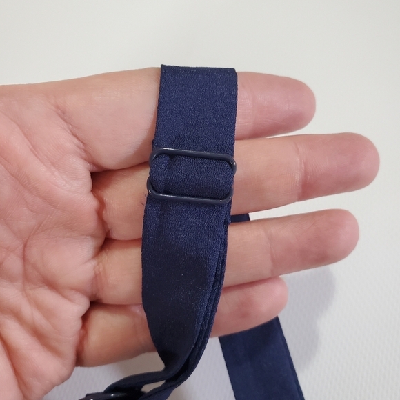 7321 * Bebe Chiffon Maxi Dress Navy Blue Orange Size 4 NWT - Picture 6 of 9